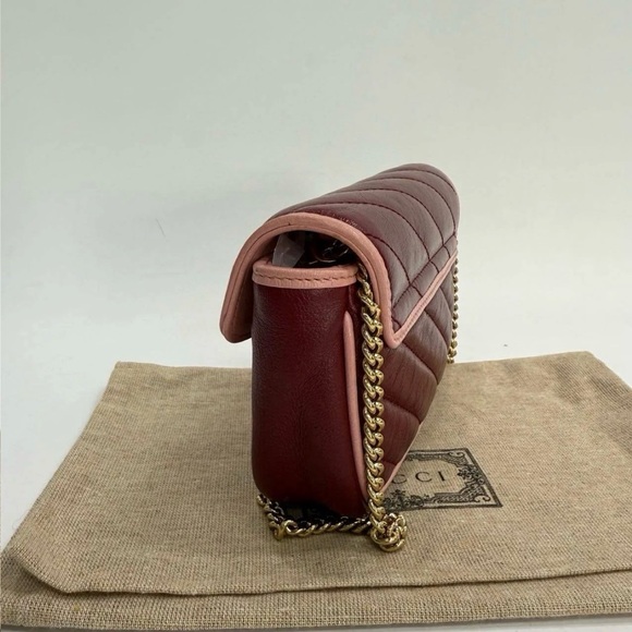 Gucci Marmont Super Mini LIMITED EDITION Burgundy and Pink Quilted